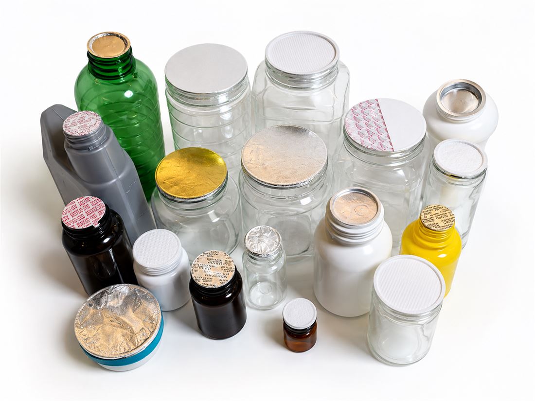Range of sealed bottles and jars by Checkseals